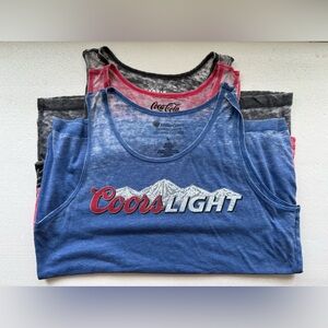 SET OF 3 SUPER SOFT TANK TOPS COCA COLA COORS LITE USA SIZE LARGE